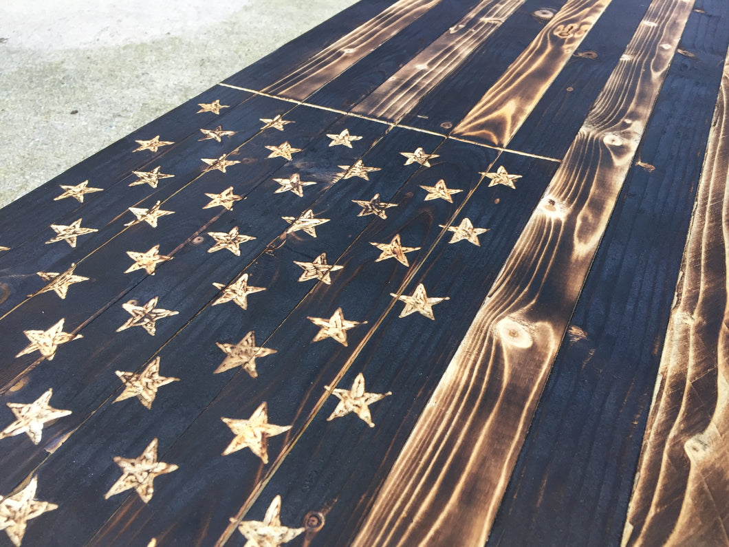 Rustic Wooden Flag- Show - Torched Timber